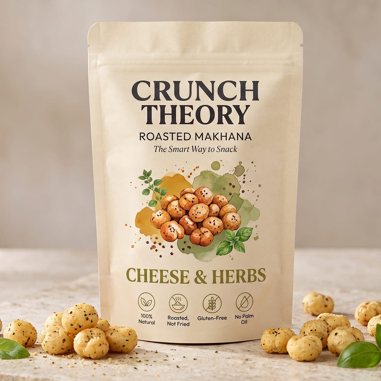 Crunch Theory Cheese & Herbs roasted makhana pouch